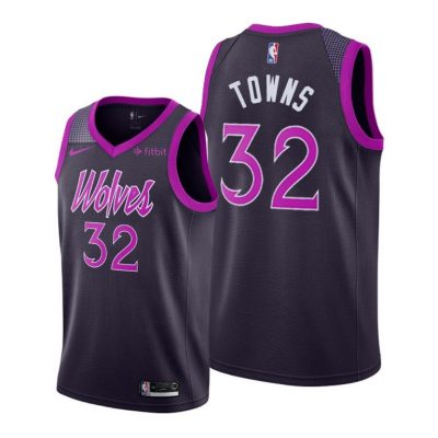 Men Karl-Anthony Towns #32 Timberwolves Purple City Edition Jersey