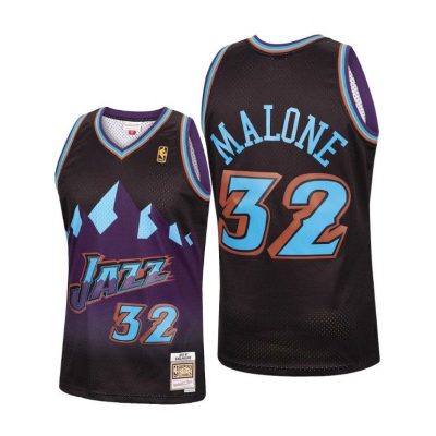 Men Karl Malone Utah Jazz Classic Reload Black Jersey