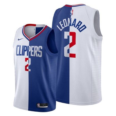 Men Kawhi Leonard Clippers 2021-22 Split Edition White Blue Jersey #2