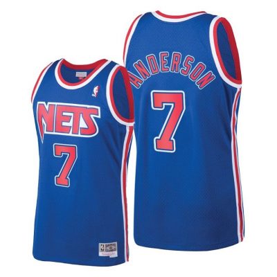 Men Kenny Anderson New Jersey Nets Hardwood Classics #7 Royal Come Back Jersey