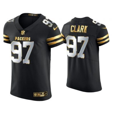 Men Kenny Clark Green Bay Packers Black Golden Edition Elite Jersey