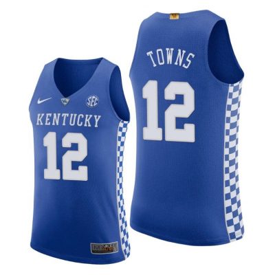 Men Kentucky Wildcats Karl-Anthony Towns #12 Royal College Basketball Jersey