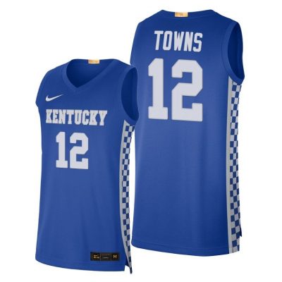 Men Kentucky Wildcats Karl-Anthony Towns #12 Royal College Basketball Limited Jersey