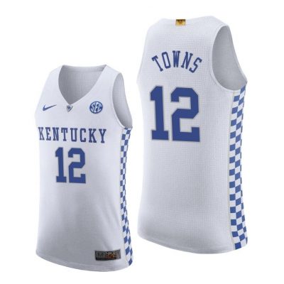 Men Kentucky Wildcats Karl-Anthony Towns #12 White College Basketball Jersey