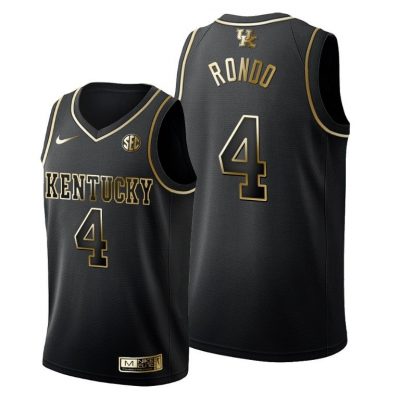 Men Kentucky Wildcats Rajon Rondo #4 Black Golden Edition Jersey