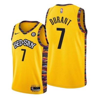 Men Kevin Durant #7 Brooklyn Nets 2020 City Biggie Jersey - Yellow