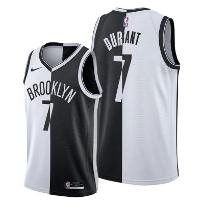 Men Kevin Durant Nets 2021-22 Split Edition White Black Jersey #7