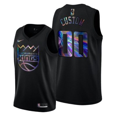 Men Kings Custom #00 Iridescent Holographic Black Jersey