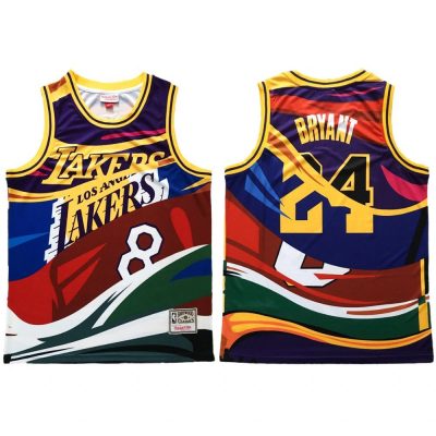 Men Kobe Bryant Lakers Classic Special Edition Dual Numbers Rainbow Jersey