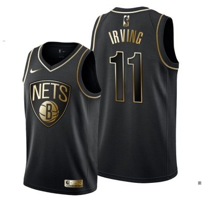 Men Kyrie Irving Brooklyn Nets #11 Nets Black Golden Edition Jersey