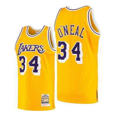 Men La Lakers Shaquille O Neal #34 1996-97 Hardwood Classics Yellow Jersey