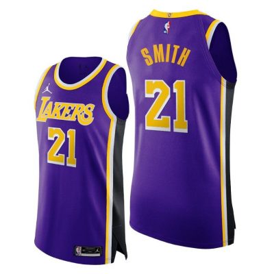 Men Lakers #21 J.R. Smith Purple 2020-21 Statement Jersey Jumpman