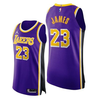 Men Lakers #23 LeBron James Purple 2020-21 Statement Jersey Jumpman