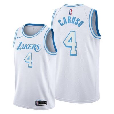 Men Lakers #4 Alex Caruso White 2020-21 City Edition Jersey Blue Silver
