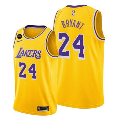 Men Lakers Kobe Bryant #24 Yellow Memory of Mamba Jersey