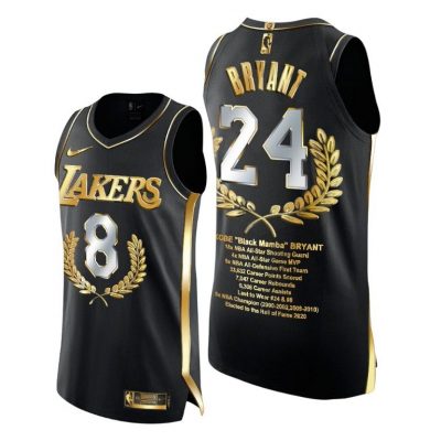 Men Lakers Kobe Bryant Anniversary Of Mamba Black Jersey Golden Limited