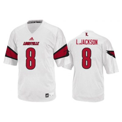 Men Lamar Jackson #8 Louisville Cardinals White College Football Jersey