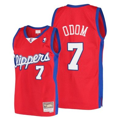 Men Lamar Odom #7 Clippers Hardwood Classics 2001-02 Red Jersey