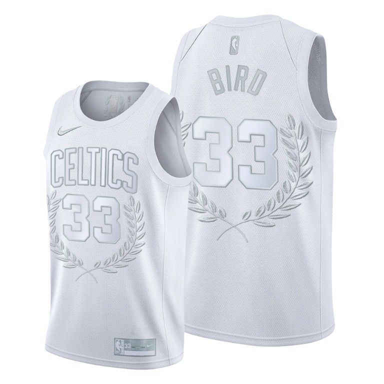 Men Larry Bird #33 Hall of Fame Celtics Platinum Jersey