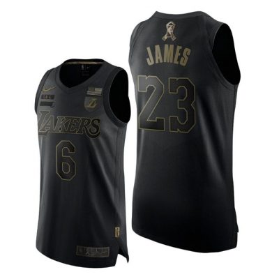Men LeBron James #6 Los Angeles Lakers 2021-22 Salute To Service Black Jersey Multiple Jersey Numbers