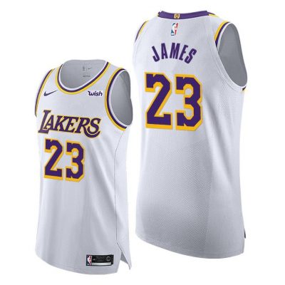 Men LeBron James Lakers #23 White Association Edition Jersey