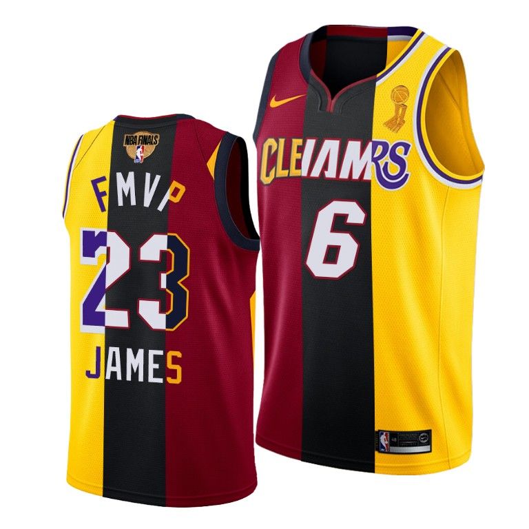 Men LeBron James Lakers X Cavaliers X Heat 4X FMVP Gold Jersey