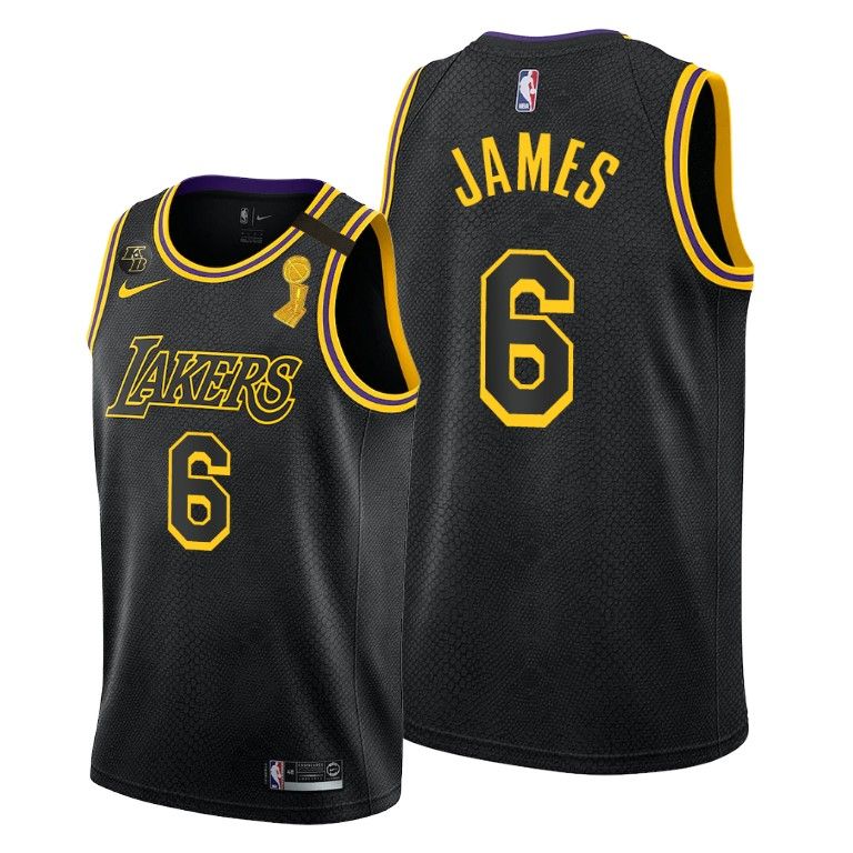 Men Lebron James #6 Los Angeles Lakers 2021-22 Mamba Inspired Black Jersey Change Number