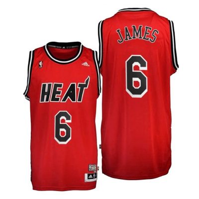 Men Lebron James #6 Miami Heat Hardwood Classics 2010-14 Red Jersey