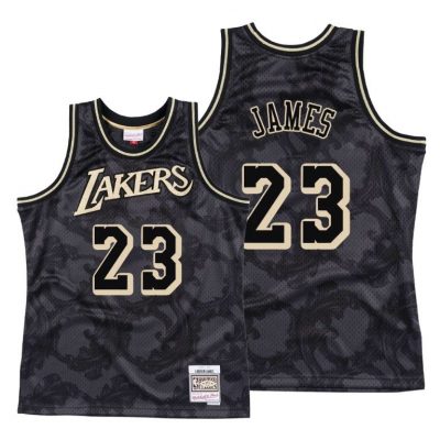 Men Lebron James Los Angeles Lakers Black Toile #23 Black Classic Jersey