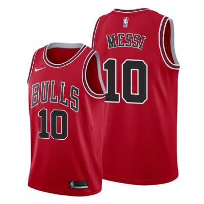 Men Lionel Messi #10 Limited Edition Jersey Red Chicago Bulls