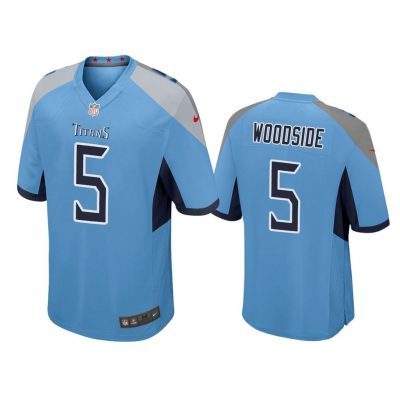 Men Logan Woodside #5 Tennessee Titans Light Blue Game Jersey