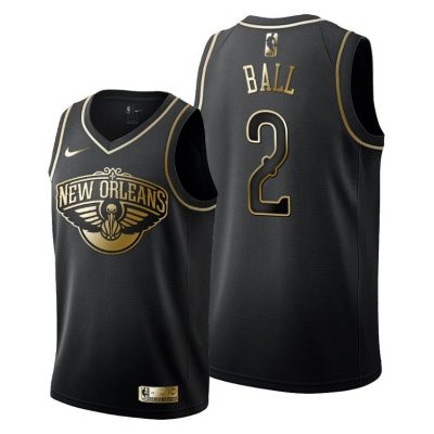 Men Lonzo Ball #2 New Orleans Pelicans Golden Edition Black Jersey