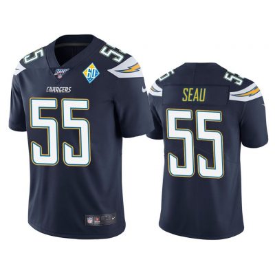 Men Los Angeles Chargers 60th Anniversary Junior Seau Navy Limited Jersey