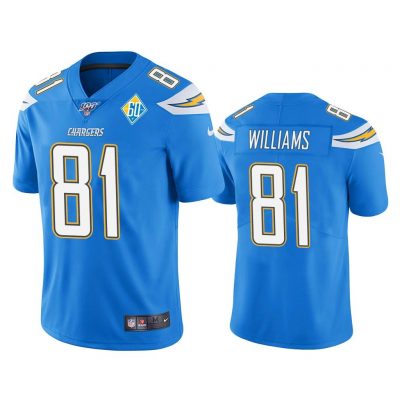 Men Los Angeles Chargers 60th Anniversary Mike Williams Light Blue Limited Jersey