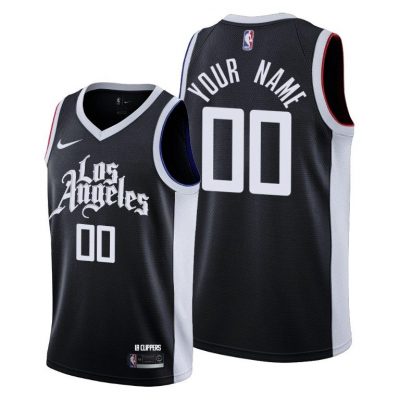 Men Los Angeles Clippers #00 Custom Black 2020-21 City Jersey