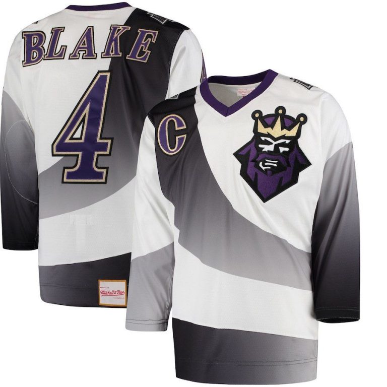 Men Los Angeles Kings Rob Blake White 1995/96 Throwback Alternate Vintage Jersey