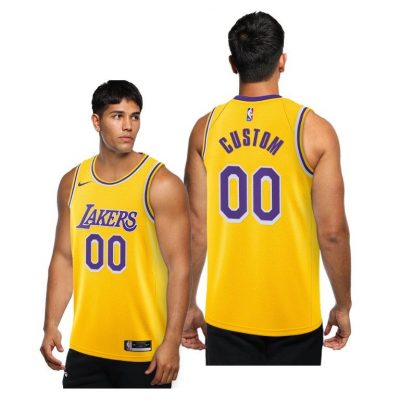 Men Los Angeles Lakers #00 Custom 2020-21 Icon Jersey Gold