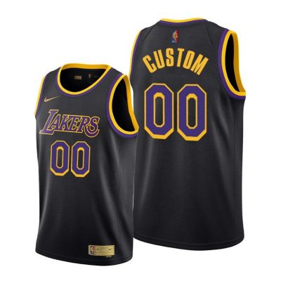 Men Los Angeles Lakers #00 Custom Black 2020-21 Earned Edition Jersey