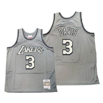 Men Los Angeles Lakers Anthony Davis Hardwood Classics Gray Metal Works Jersey