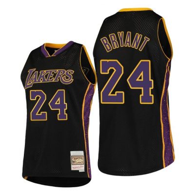 Men Los Angeles Lakers Kobe Bryant Rings Collection Black Hardwood Classics Jersey