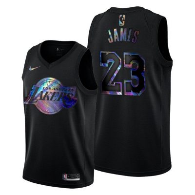 Men Los Angeles Lakers LeBron James Iridescent Black 2021 HWC Limited Jersey