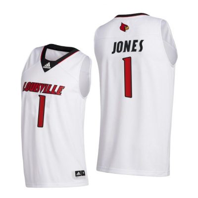 Men Louisville Cardinals Carlik Jones #1 White College Basketball 2020-21 Jersey
