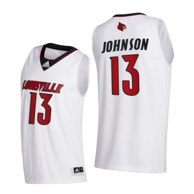 Men Louisville Cardinals David Johnson #13 White College Basketball 2020-21 Jersey