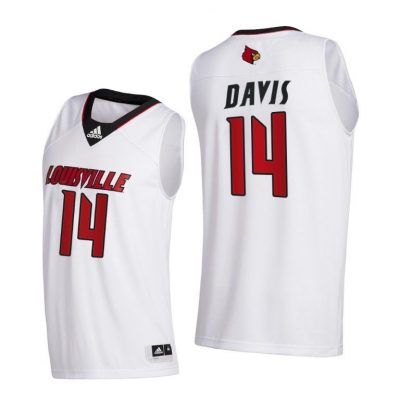 Men Louisville Cardinals Dre Davis #14 White College Basketball 2020-21 Jersey
