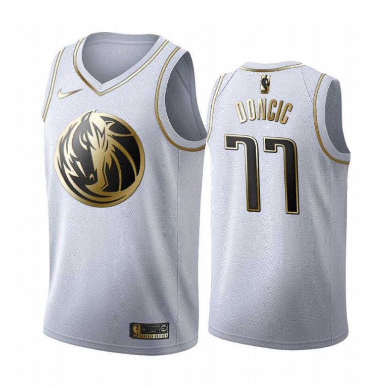 Men Luka Doncic #77 Dallas Mavericks Golden Edition White Jersey