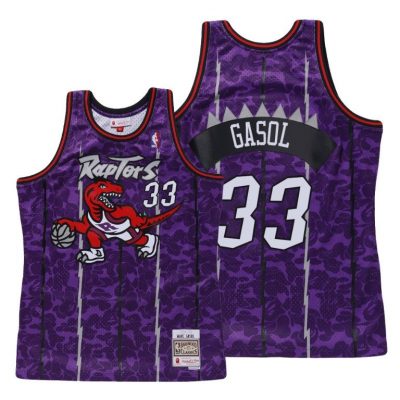 Men Marc Gasol Toronto Raptors Bape X Mitchell #33 Purple Classic Jersey