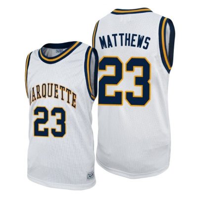 Men Marquette Golden Eagles Wesley Matthews #23 White Alumni College Basketball Jersey