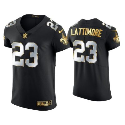 Men Marshon Lattimore New Orleans Saints Black Golden Edition Elite Jersey