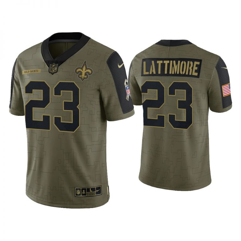 Men Marshon Lattimore New Orleans Saints Olive 2021 Salute To Service Limited Jersey