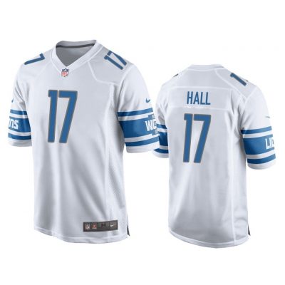 Men Marvin Hall Detroit Lions White Game Jersey